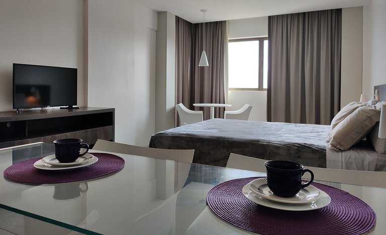 Flat Vista mar c Limpeza Diária | R627