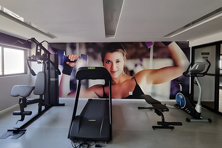 Apartamento a 3 min da praia, academia + piscina