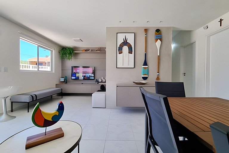 Casa 3 quartos, ambiente tranquilo, 5 min da praia